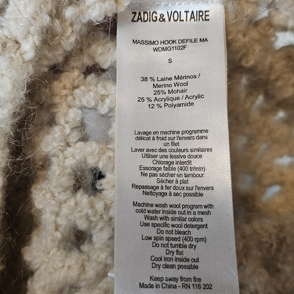 Zadig & Voltaire Massimo Hook Sweater - Women's Size S - Oversized Chunky Knit - Picture 10 of 10